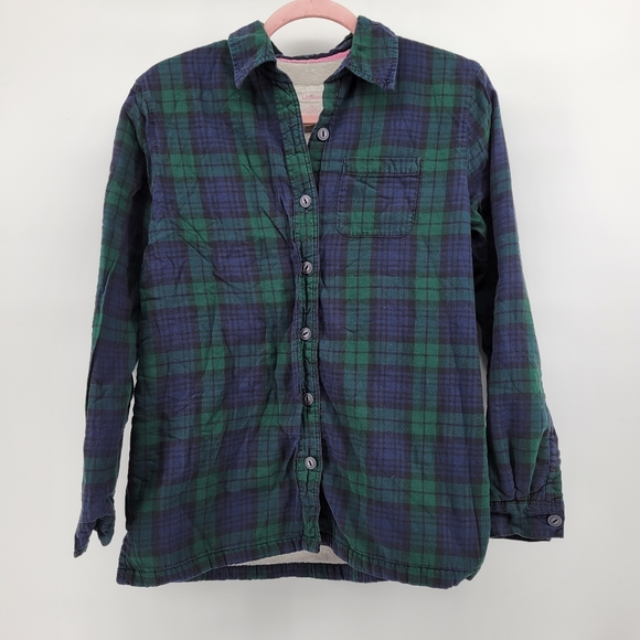L.L. Bean plaid Sherpa lined shirt jacket shacket XS green - Picture 1 of 3